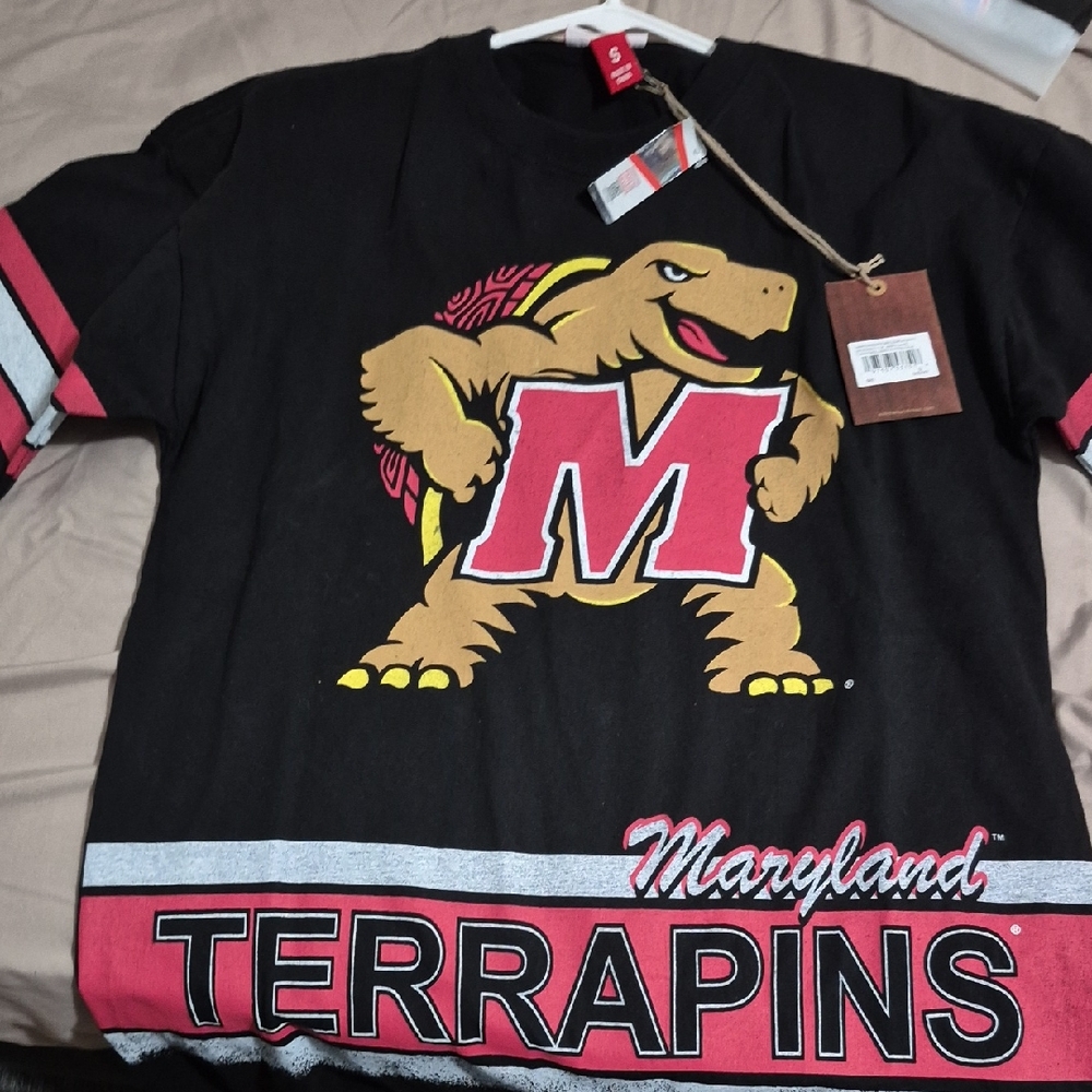 Mitchell & Ness Black Red and Gold Maryland Terrapins  Tee